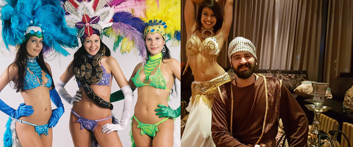 Slangen van optredens met slangen